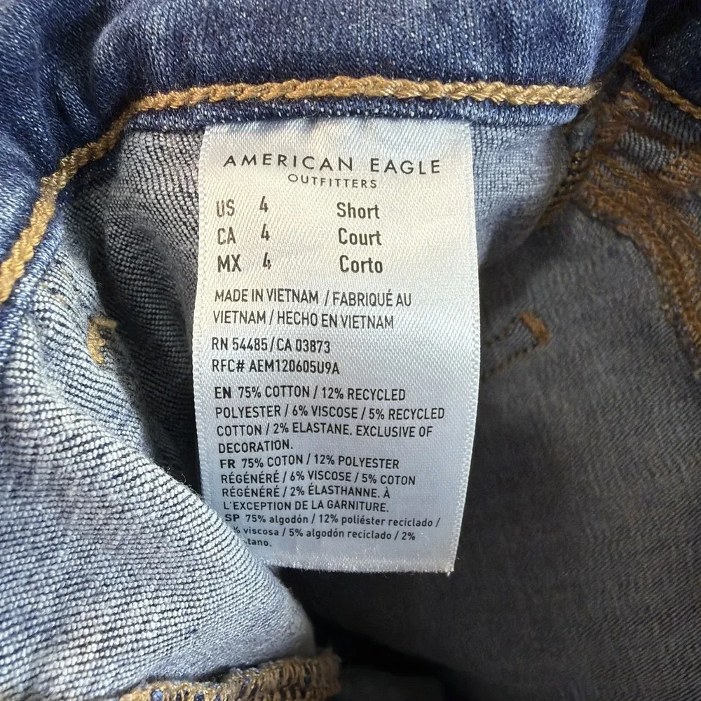 American Eagle Womens Blue Jeans Size 4 Short Artist Crop Next Level Stretch